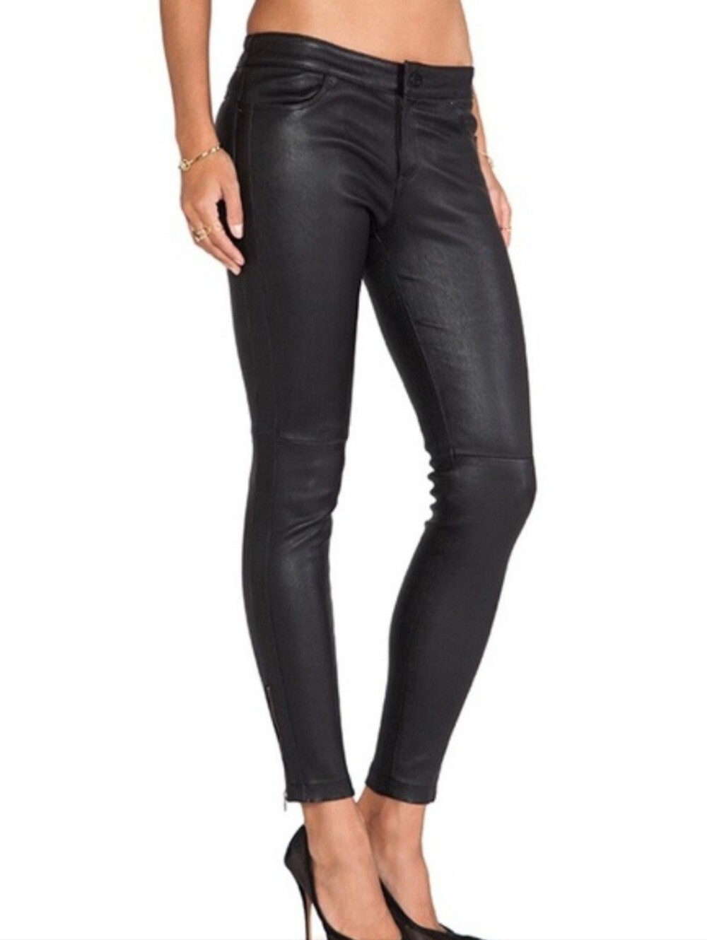 Cut25 By Yigal Azrouel 100% Leather Skinny Pants Black Sz 4